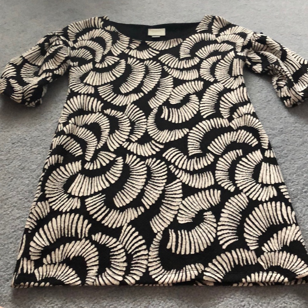 Anthropologie B&W Pattern Dress Mid Length Sleeve